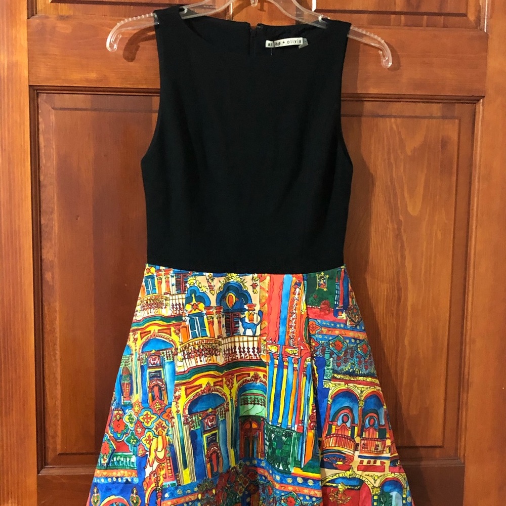 ALICE+OLIVIA Kourtney Havana Print A-line Dress - Picture 2 of 8